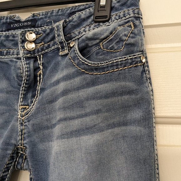 Vigoss Women's Skinny Jeans - Blue with Embroidered Pocket - Picture 4 of 15